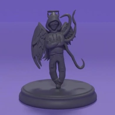 3D digital character model on Lila background